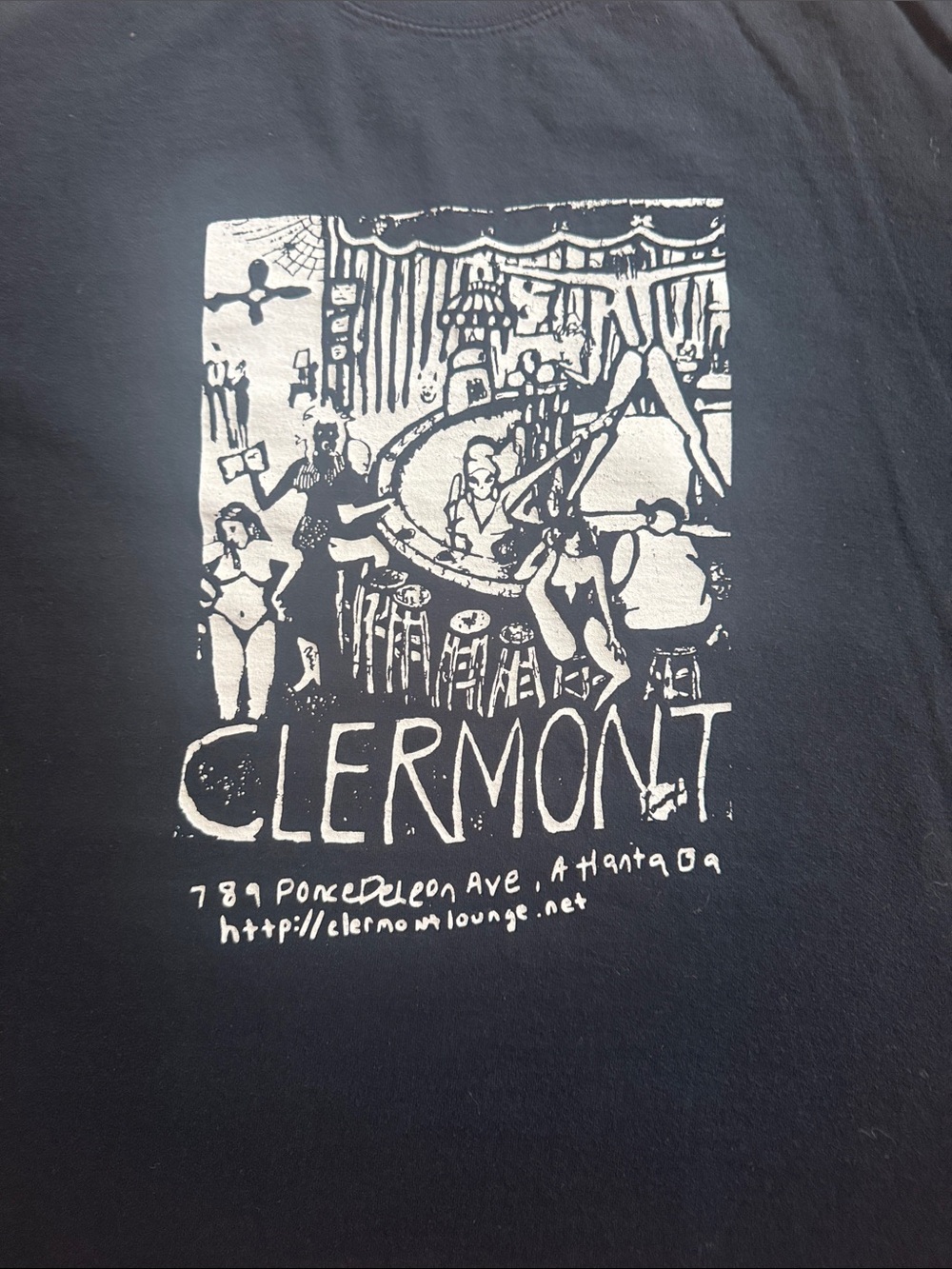 Clermont strip club tee, black, size large